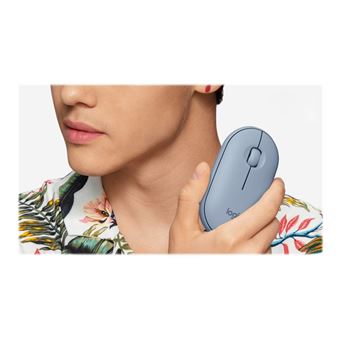 Logitech Pebble M350 Souris sans fil avec Bluetooth ou Recepteur 2.4 GHz, Silencieuse - Blueberry