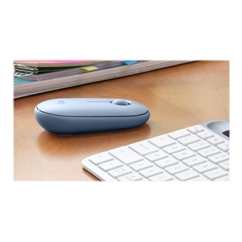 Logitech Pebble M350 Souris sans fil avec Bluetooth ou Recepteur 2.4 GHz, Silencieuse - Blueberry