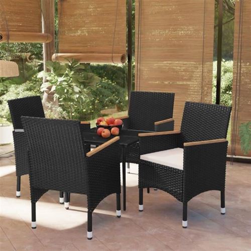 Vidaxl Noir Ensemble À Manger De Jardin 5 Pcs - Image 2