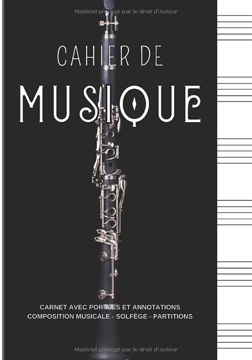 Cahier De Musique Narratik 7 X 10 Pouces 80 Pages Couverture Brillante Clarinette