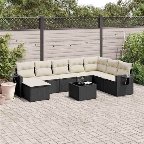 Non Communiqué Noir Salon De Jardin Modulable Generique 8 Personnes 9 Pieces Resine Tressee 62 X 55 X 69 Cm