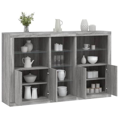 vidaXL - Buffet - Meuble de Rangement avec Éclairage LED - Armoire de Salon - Image 2