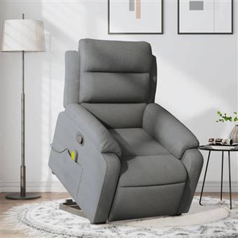 vidaXL Fauteuil de massage, relaxation tissu gris foncé - 1