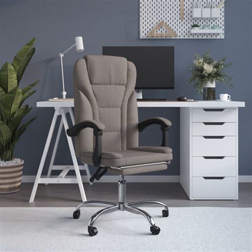 vidaXL Fauteuil Inclinable de Bureau, Chaise Pivotante avec Dossier et Repose-pied Réglables, Siège de Bureau, Moderne, Taupe Tissu
