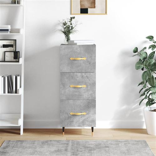 VIDAXL - Buffet - Gris béton - 34,5x34x90 cm - Image 3