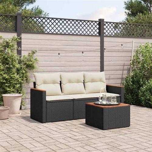 Non Communiqué Noir Vidaxl Salon De Jardin Avec Coussins 4 Pcs, Canapés De Terrasse, Ensemble De Meubles De Patio, Mobilier D'extérieur, 3258164