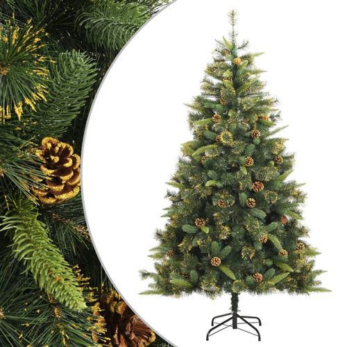 vidaXL Sapin de Noël artificiel articulé avec pommes de pin 240 cm