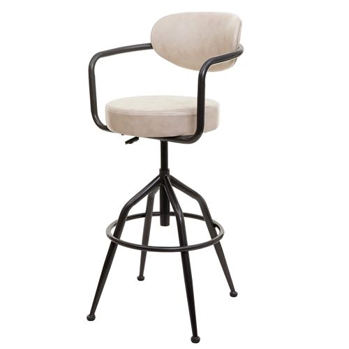 Non Communiqué Beige Tabouret De Bar Mendler Hwc-H10f Industrial Aspect Daim Vintage - Image 1