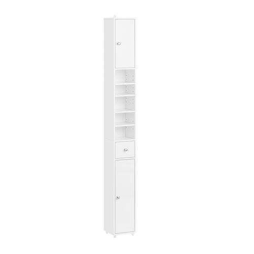 SoBuy Badezimmer-Hochschrank mit 1 Schublade Weiß 20x20x180cm Modern