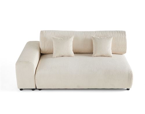 Bestmobilier Beige Garance - Module D'assise 3 Places Avec Accoudoir Gauche - En Velours Côtelé - Image 3