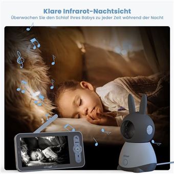 Babyphone Vidéo Kompinac 2K/5 - Caméra PTZ 360°, Vision Nocturne, Suivi Automatique Bébé