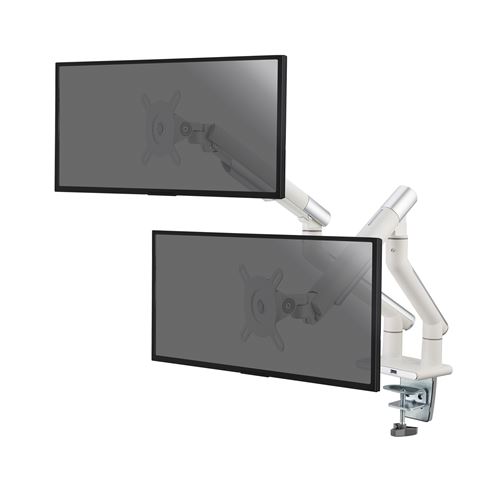 KIMEX Support de bureau Full Motion pour 2 &eacute;crans PC 17''-32'' avec USB, Blanc