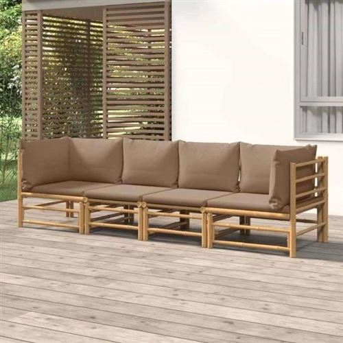 Non Communiqué Marron Salon De Jardin Modulable Vidaxl Bambou 4 Personnes 4 Pieces