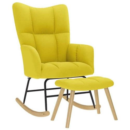 Non Communiqué Jaune Vidaxl Fauteuil À Basculemet Voetenbank Tissu Pâle