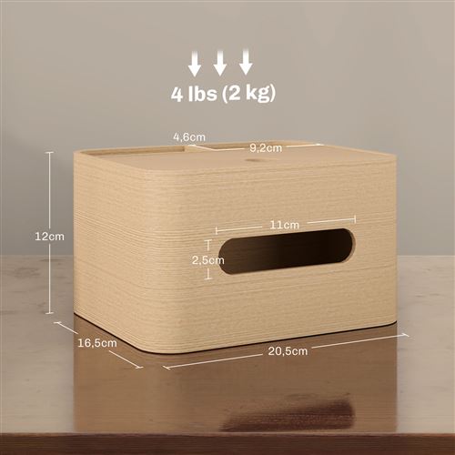 Boîte De Rangement En Bois 2 Compartiments - Organisateur Télécommandes, Bureau, Noyer Robuste 14x8,5x12 Cm