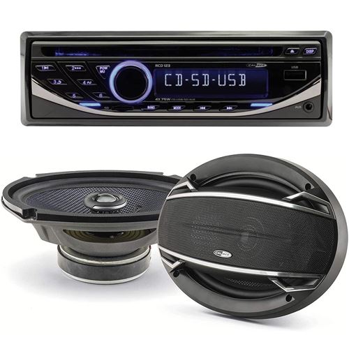 Pack sono voiture Autoradio RCD123 4X75W + 2 haut parleurs ovales 6x9 Caliber 180W