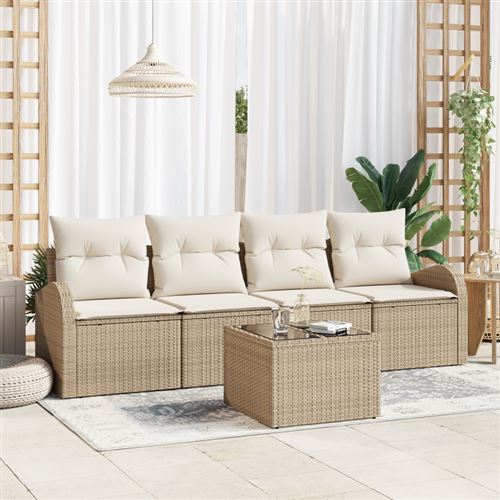 Vidaxl Beige Ensemble De Canapé De Jardin 55 X 55 X 37 Cm Polyrotin - Image 2