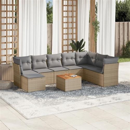 vidaXL - Salon de jardin modulable - 9 pièces - Beige - 8 personnes - Image 2
