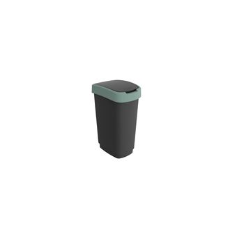 Rotho Twist Poubelle 50L Noir/Citron – Design Suisse Innovant Avec Ouverture Basculante Ou Classique