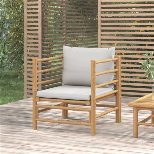 Vidaxl Gris/Clair Canapé De Jardin Avec Coussins Bambou - Image 3