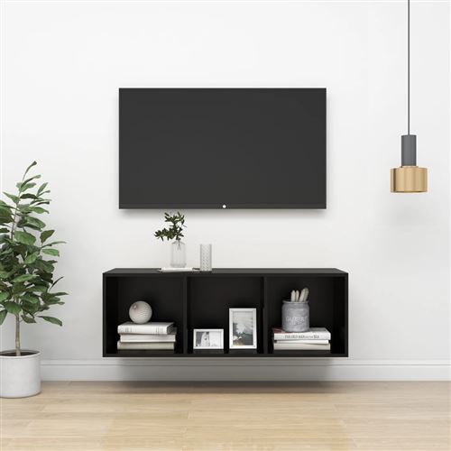 vidaXL Meuble TV mural Noir 37x37x107 cm Aggloméré