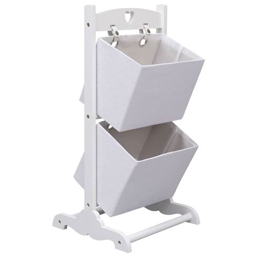 vidaXL Support à panier 2 niveaux Blanc 35x35x72 cm Bois