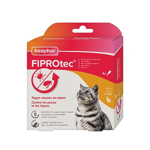 Pipettes anti parasitaires fiprotec pour chats BEAPHAR 15490