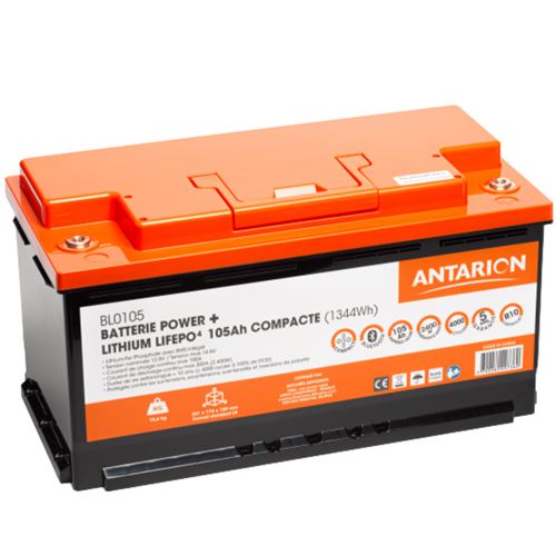 ANTARION  Batterie Lithium 105Ah POWER + Connect&eacute;e - Camping-car