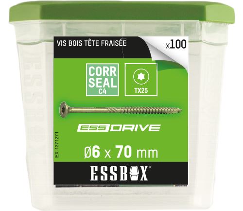 Vis ESSBOX SCELL-IT à bois - Ø6 mm x 70 mm - Boite de 100 - EX-1371271