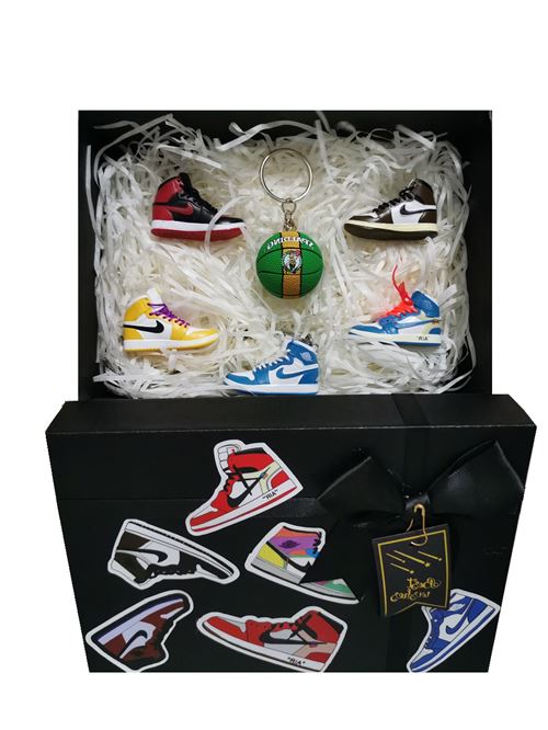 Coffret de 6pcs collection mini A&J baskets chaussures et porte-clés basket-ball décoration NBA - Les Celtics de Boston