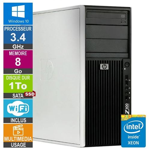 HP Z400 W3565 3.46Ghz 8Go/1To SSD Quadro 600 WiFi W10