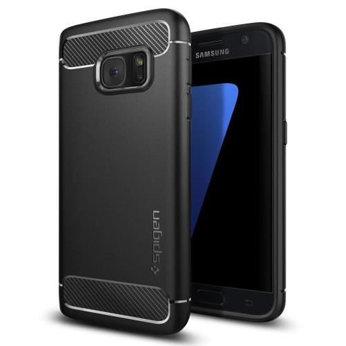 Spigen Rugged Armor - Achterzijde behuizing voor mobiele telefoon - robuust - thermoplastic polyurethaan (TPU) - zwart - voor Samsung Galaxy S7 edge