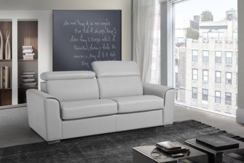 Canapé Convertible Rapido Imola Nubucuir Gris Clair Matelas