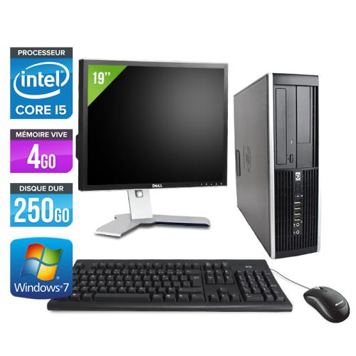 Pc HP Elite 8200 SFF + Ecran 19'' - Noir - Intel Core i5-2400 / 3.10 GHz - RAM 4 Go - HDD 250 Go - DVD - Gigabit Ethernet - Windows 7 Professionnel