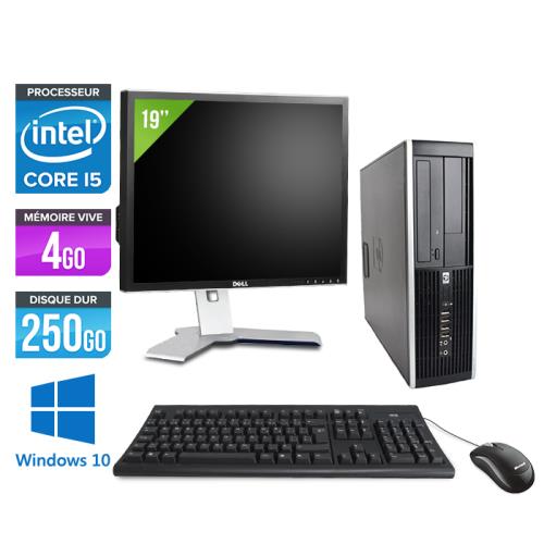 Ordinateur HP Elite 8100 SFF + Ecran 19'' - Noir - Intel Core i5-650 / 3.2 GHz - RAM 4 Go - HDD 250 Go - DVDRW - Gigabit Ethernet - Windows 10 Profess