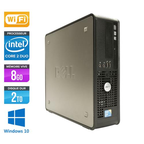 Unité centrale Dell Optiplex 780 SFF - Gris - Intel Core 2 Duo E7500 / 2,93 / 3,16 GHz - RAM 8 Go - HDD 2 To - DVD - Gigabit Ethernet - Wifi - Windows