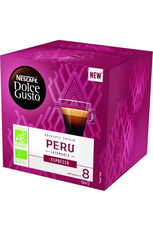 Boîte de 12 capsules café Dolce Gusto Nescafé Espresso Absolute Origin Peru BIO