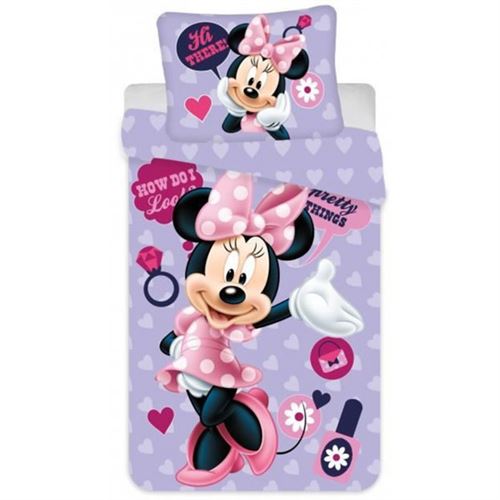 Minnie Mouse Disney - Housse de Couette Enfant Purple - Parure de lit 1 place