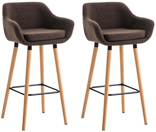 CLP Lot de 2 tabourets de bar Grant en tissu , Marron