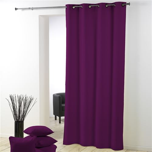 Rideau a oeillets plastique 140 x 260 cm polyester uni essentiel Prune