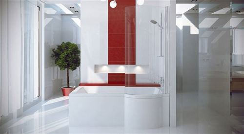 Baignoire INSPIRO 150/160/170 cm x 70 cm + pare baignoire - Angle: Droit - Dimensions: 150cm