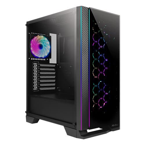 antec antec new gaming nx600 midi-tower, rgb, tempered glass - schwarz noir