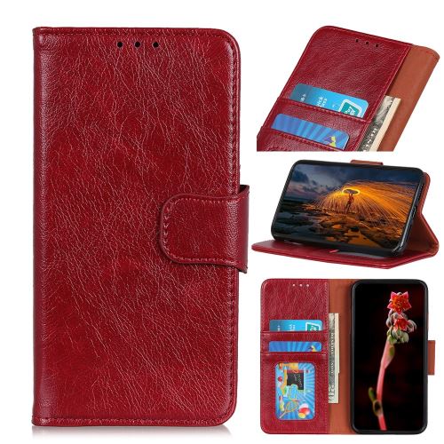 Etui en PU split nappa avec support rouge pour votre Huawei Honor 9X Pro