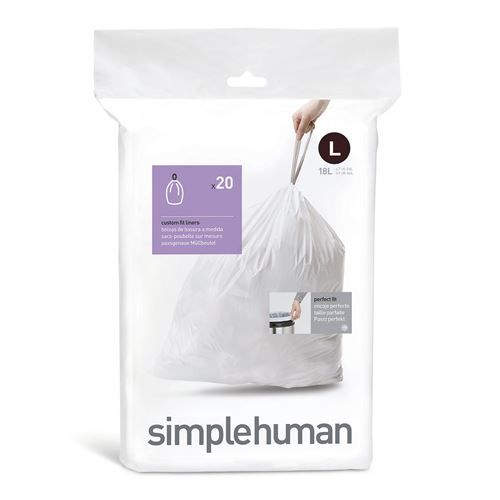 simplehuman Code L Sacs Poubelle Sur Mesure Blanc Paquet De 20
