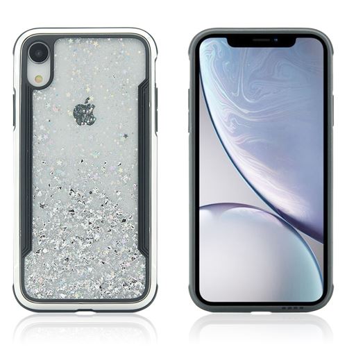 Coque en TPU cadre brillant pailleté argent pour votre Apple iPhone XR