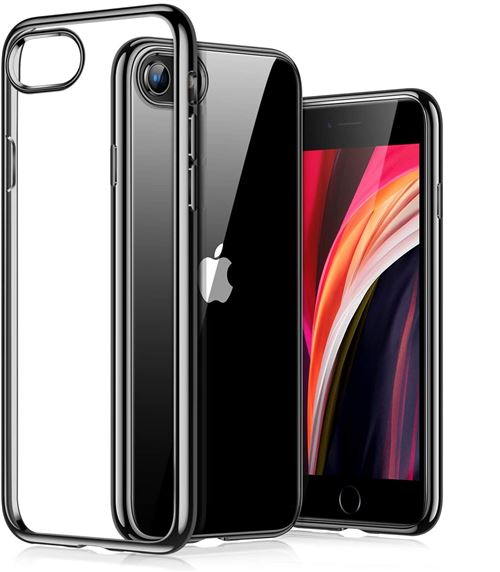 Coque pour iPhone SE 2020 - Protection Souple Ultra Fine Gel TPU Silicone Contour Couleur Brillant NOIR [Phonillico®]