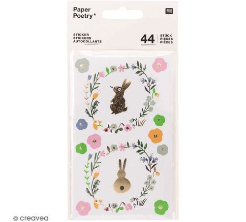 Stickers en papier - Lapins de Pâques - 44 pcs