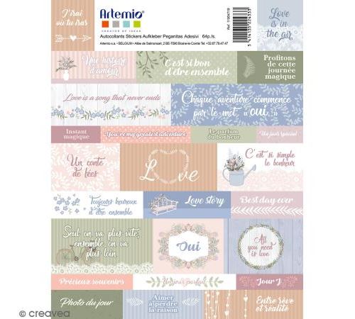 Stickers Artemio textes - Love story - 64 pcs