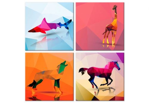 Tableau - Geometric Animals (4 Parts) .Taille : 40x40