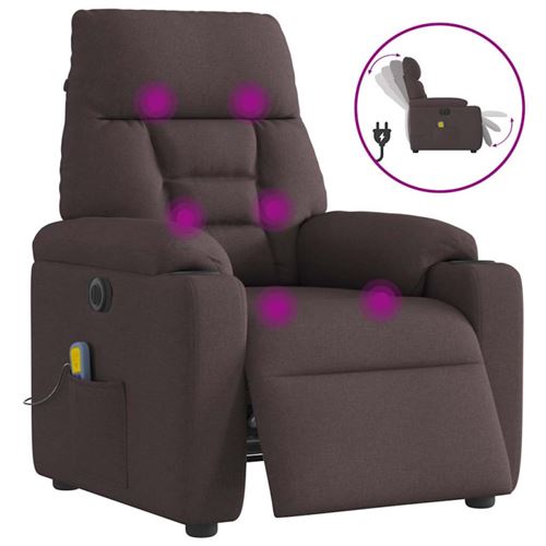 Fauteuil de massage inclinable électrique Marron foncé Tissu